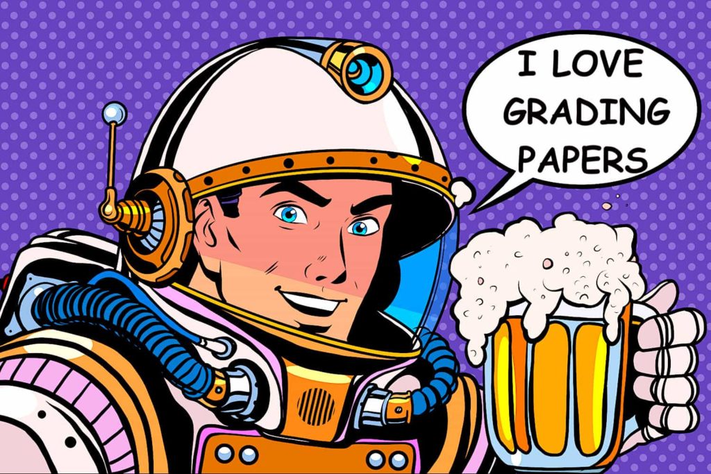 A pop-art image of an astronaut holding a beer.